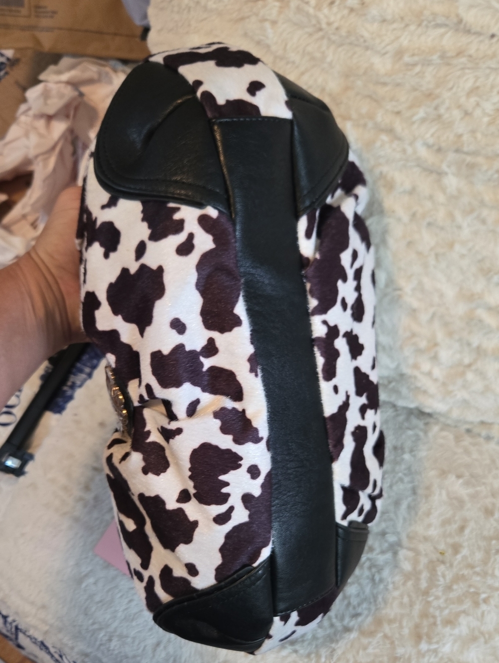 Juicy Couture Romance Cow Print HOBO Bag In Black And White - Picture 10 of 11